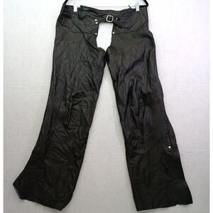 Wilson Leather Riding Pants Black Buckle Waist Flare Motorcycle XL Vintage